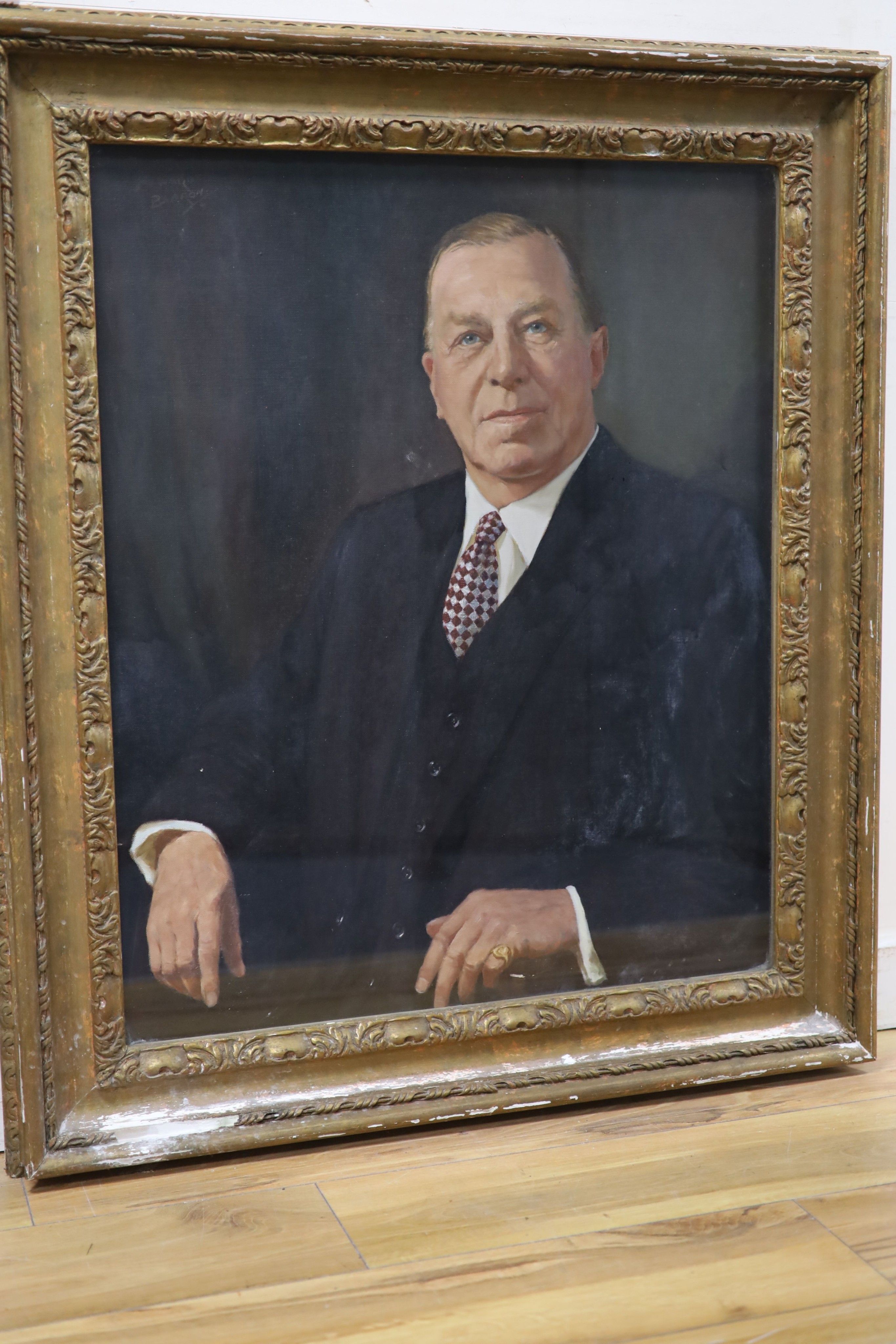 Howard Barron (1900-1991), oil on canvas, Portrait of a gentleman, signed, 74 x 62cm.